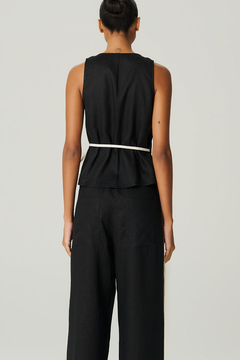 CALCA LINHO BICOLOR PRETO/BEGE